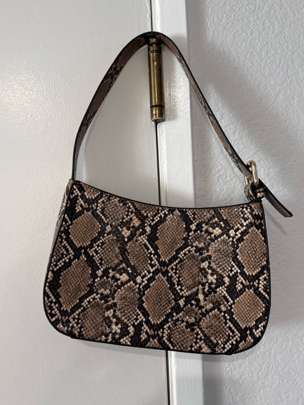 Brandy Melville Brown Snake-Print Shoulder Bag